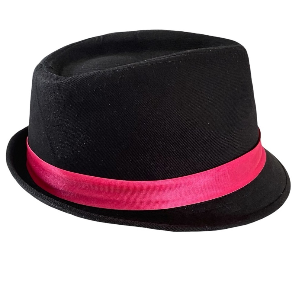 HELLO KITTY Fedora Black Hot Pink Ribbon Bow White Hello Kitty Youth Size M/L - Picture 2 of 7